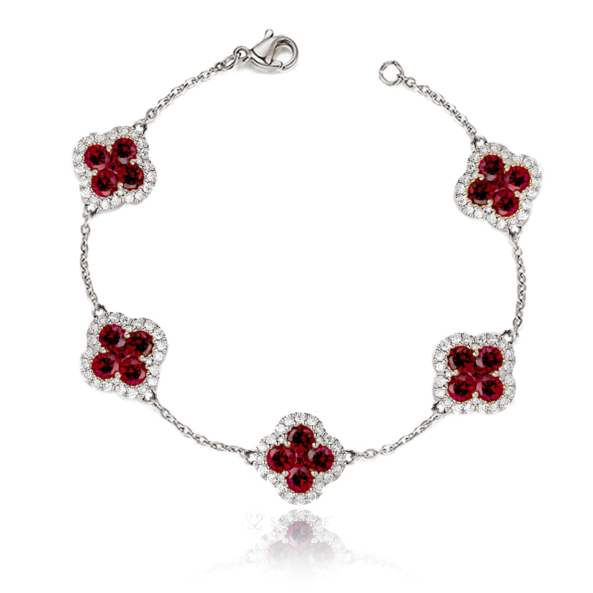 Clover Bracelet Diamond And Ruby