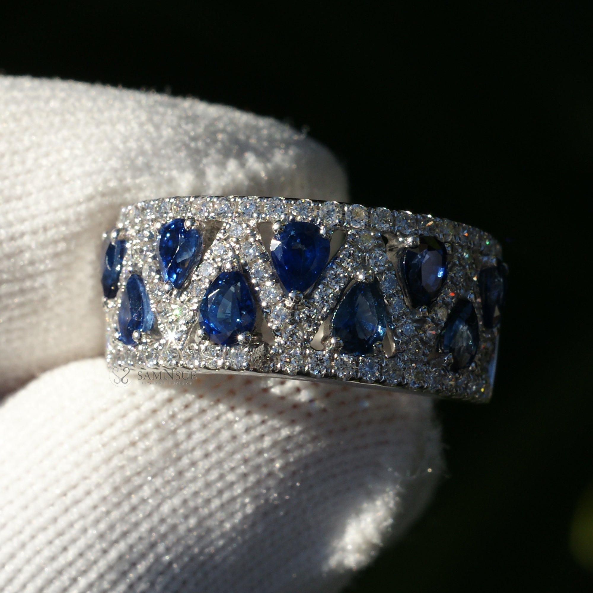 The Ivonne Pear Sapphire & Diamond Ring