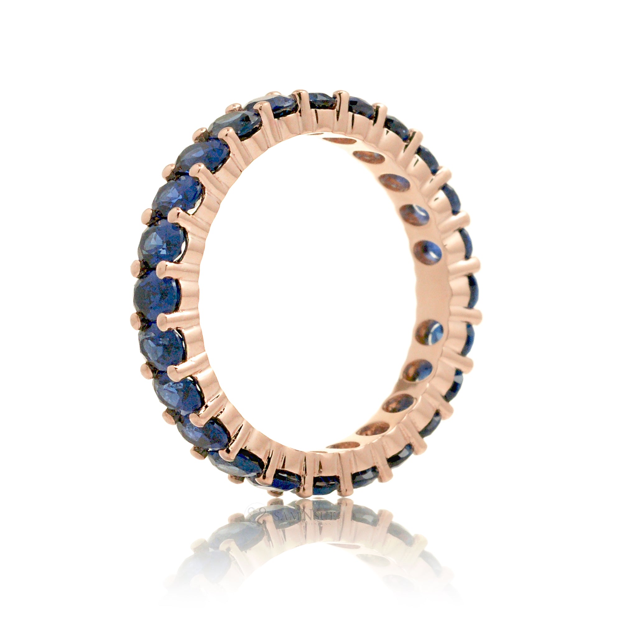 Oval Cut Sapphire Eternity Band 3 carats Rose Gold