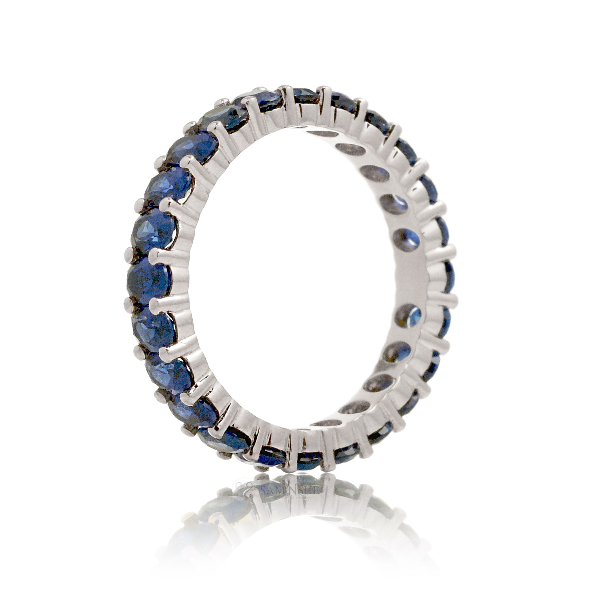 Oval Cut Sapphire Eternity Band 3 carats White Gold