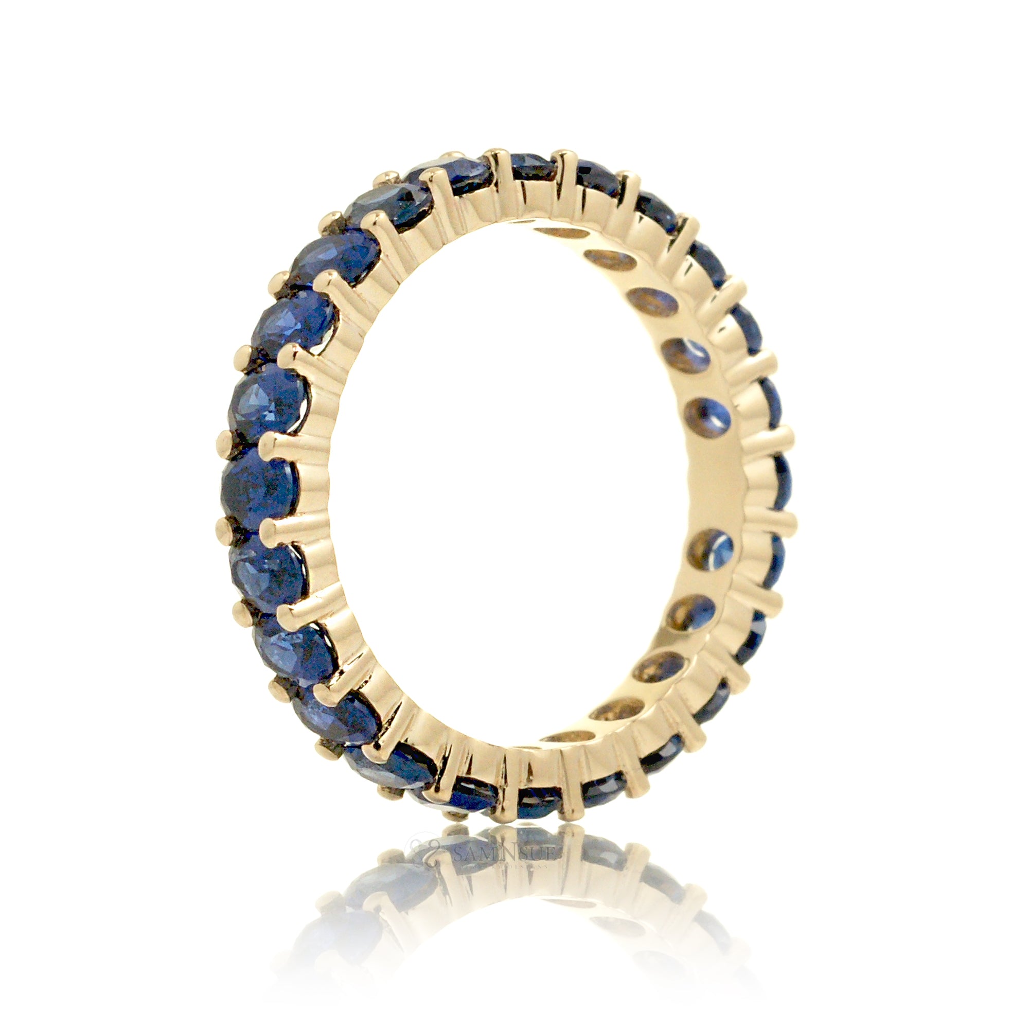 Oval Cut Sapphire Eternity Band 3 carats Yellow Gold
