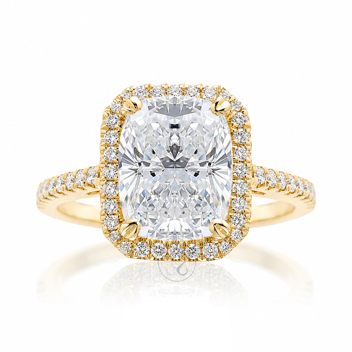 Cushion Cut Diamond Engagement Ring With Halo The Signature Elongated