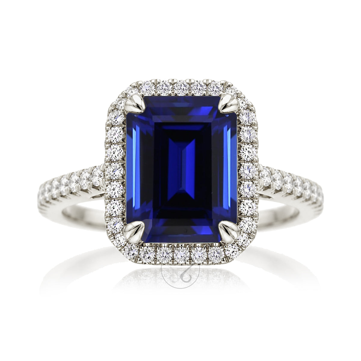 The Signature Emerald Cut Blue Sapphire Ring