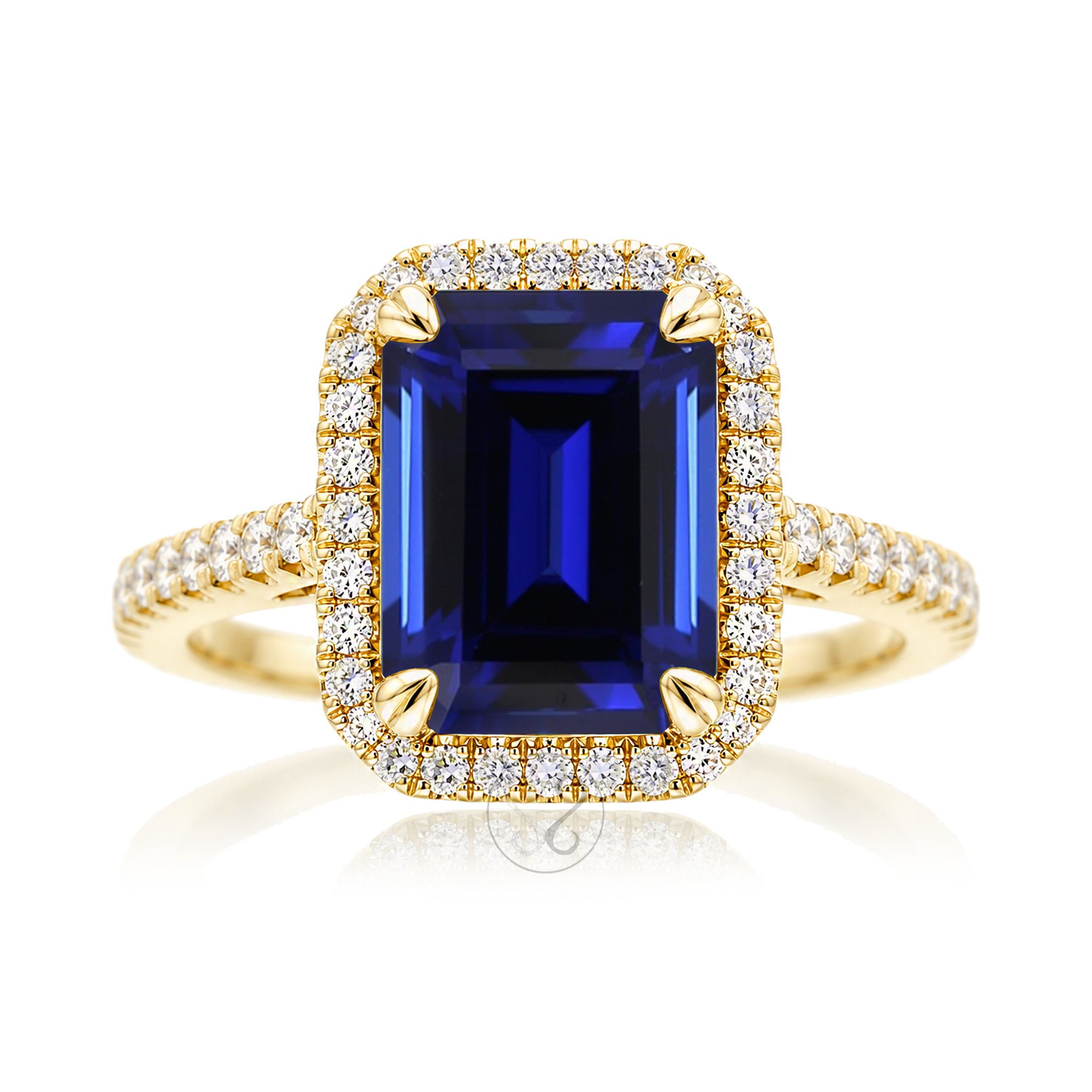 The Signature Emerald Cut Blue Sapphire Ring