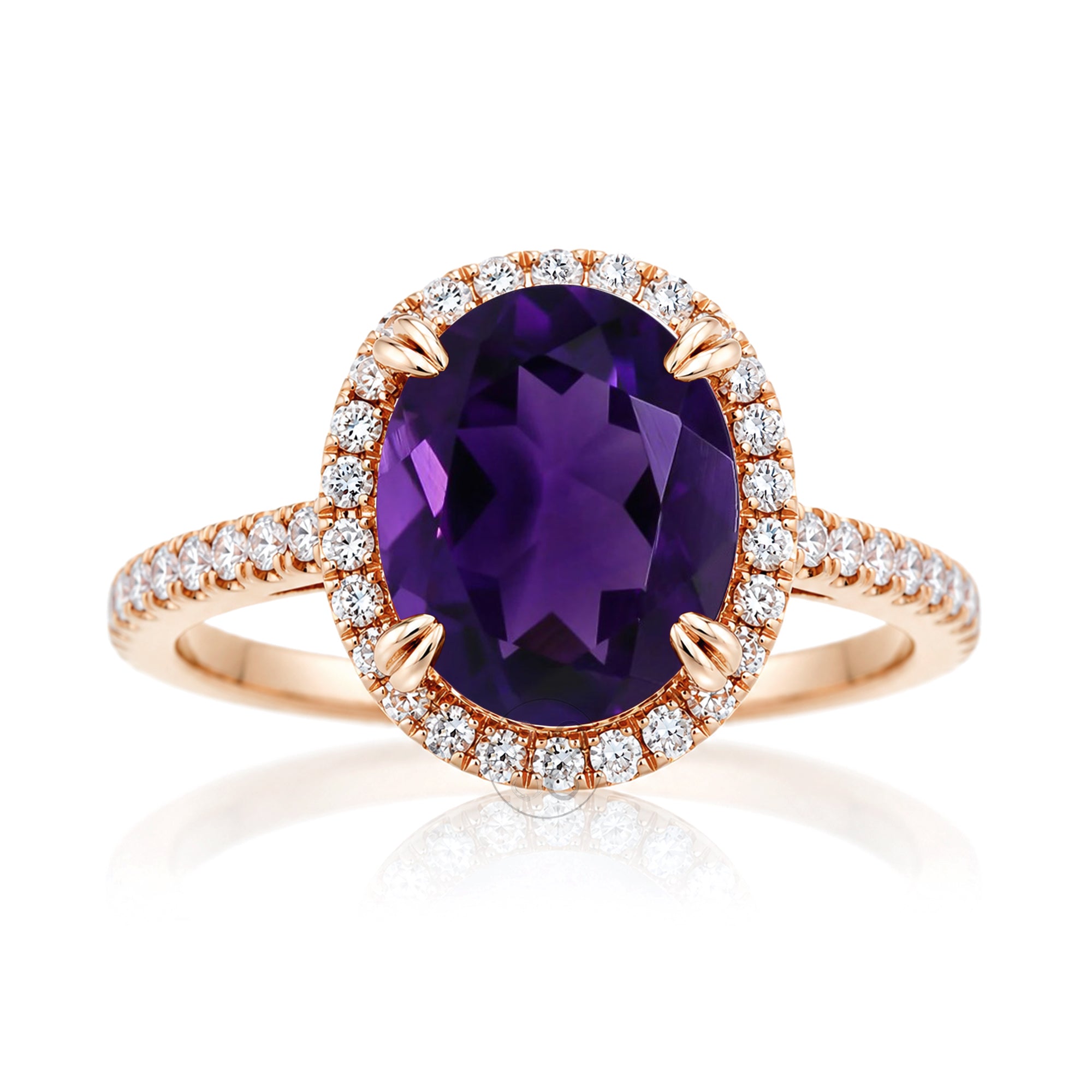 F37 パープルアゲートリング oval Oval Cut Purple Sapphire Diamond Halo Engagement Ring Amethyst