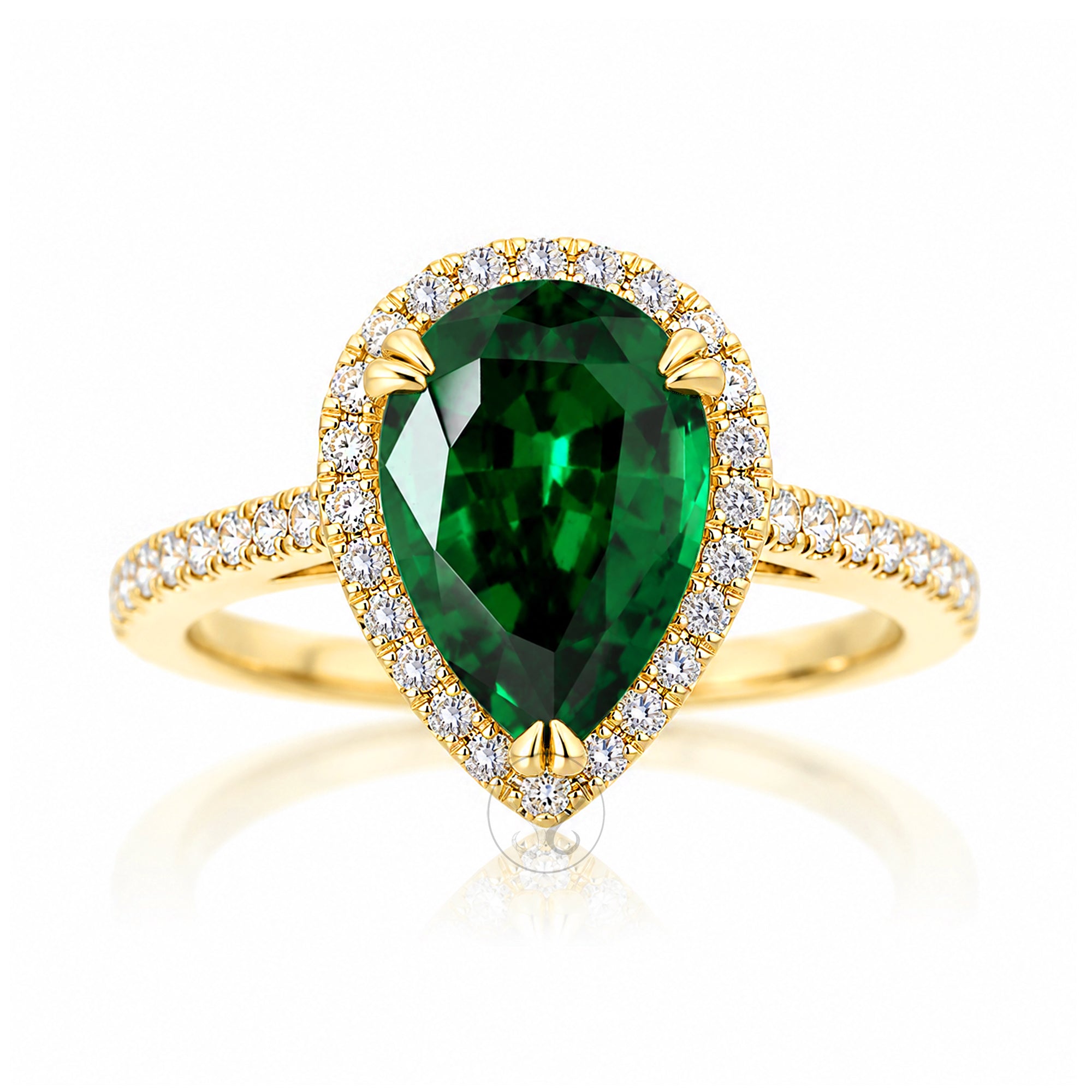 The Signature Pear Green Emerald Ring