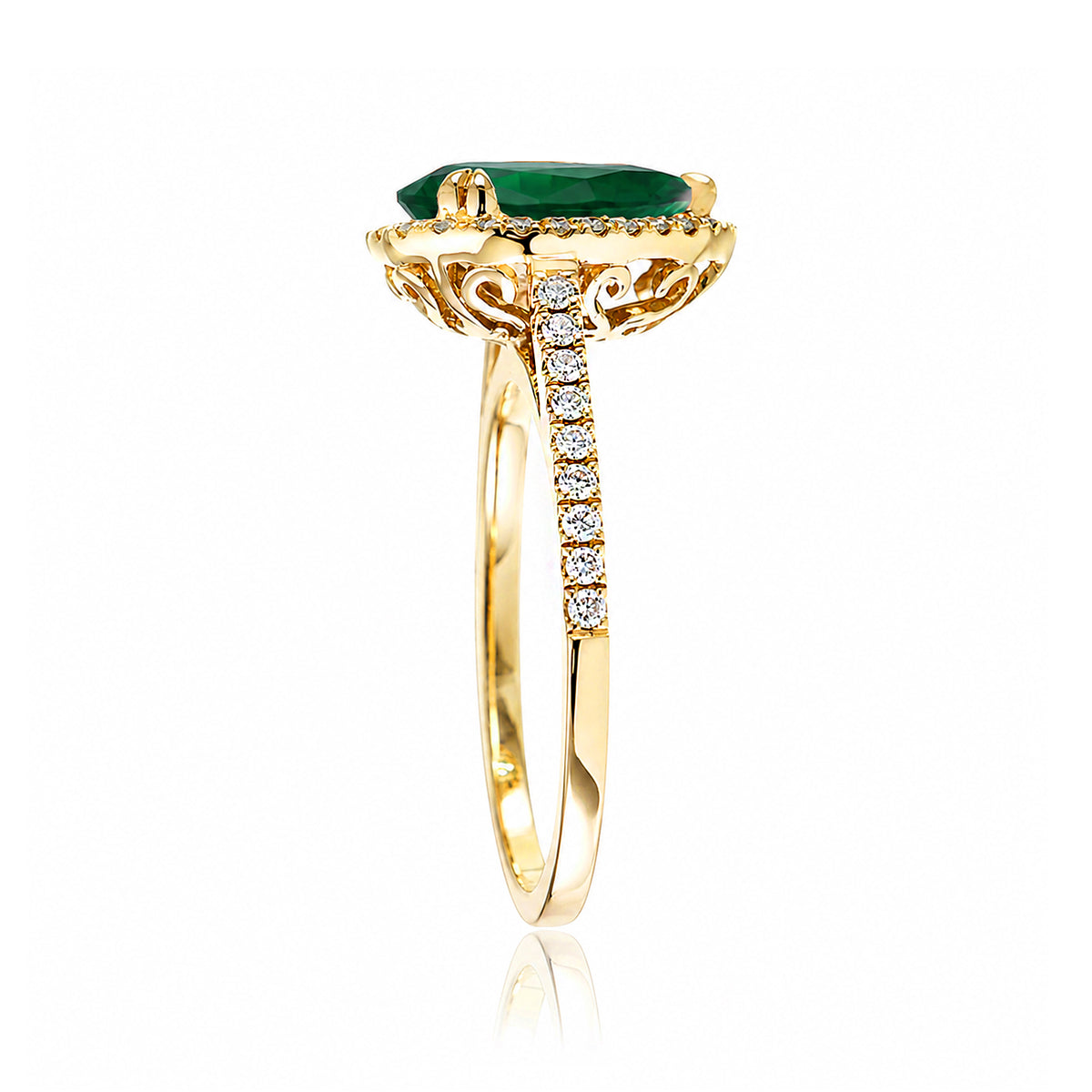 The Signature Pear Green Emerald Ring