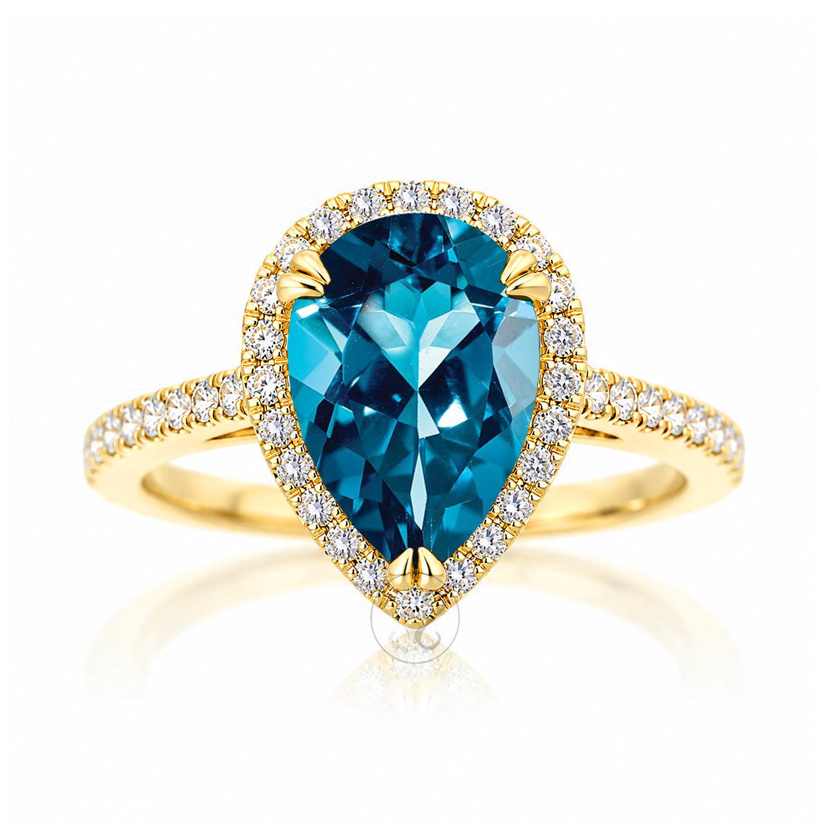 The Signature Pear London Blue Topaz Ring