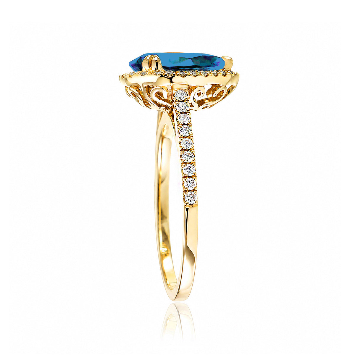 The Signature Pear London Blue Topaz Ring