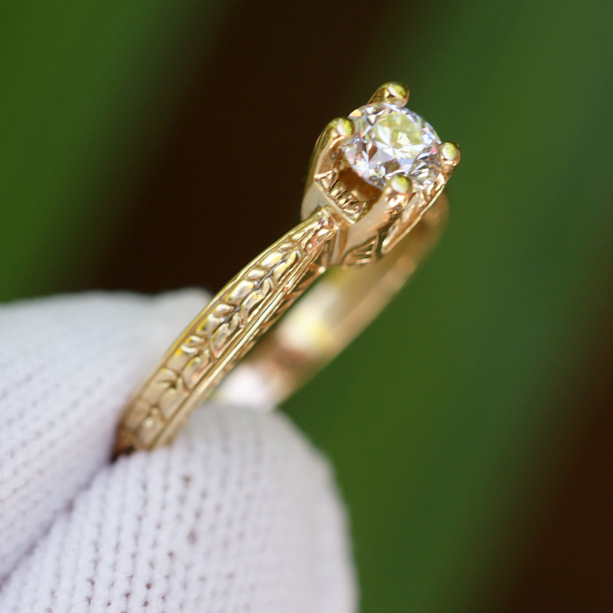 Vintage Solitaire Diamond Ring Euro Shank (0.42ct)