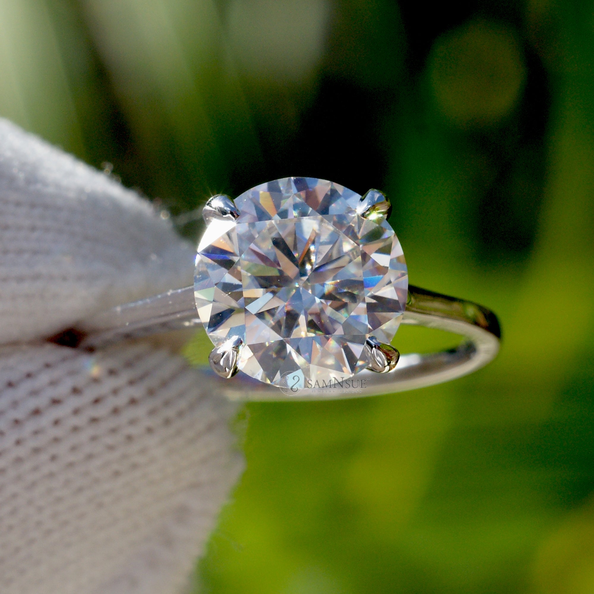 The Emily Round Moissanite 9mm Solitaire Ring