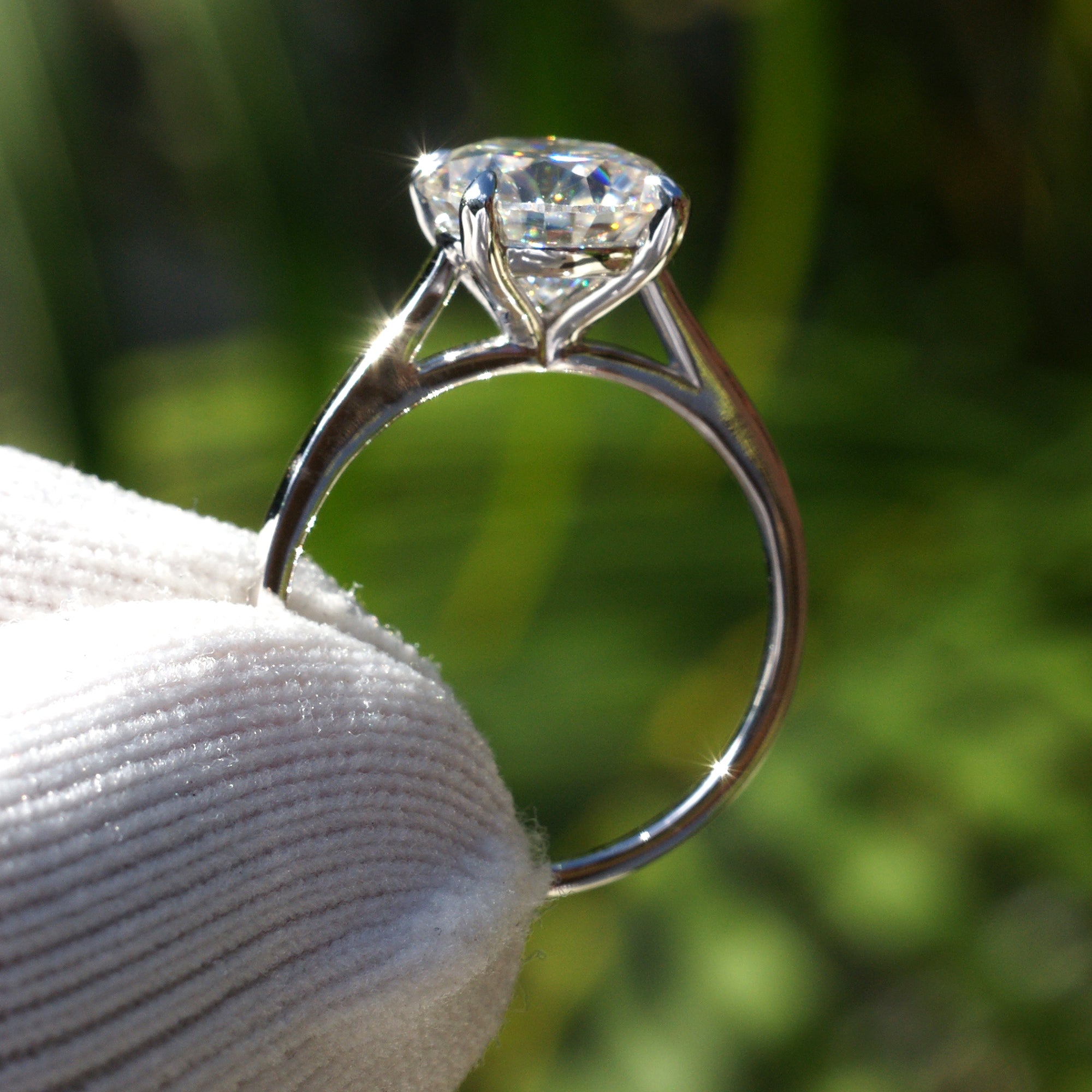 The Emily Round Moissanite 9mm Solitaire Ring