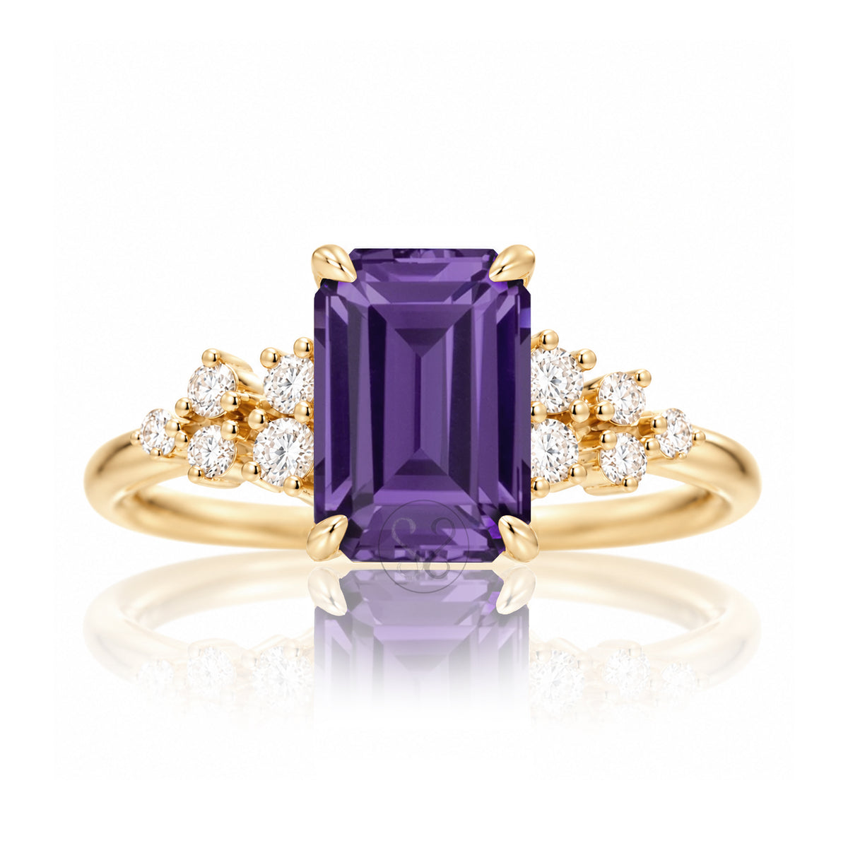 The Stella Emerald Cut Amethyst Ring