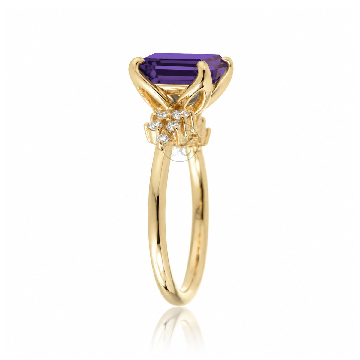 The Stella Emerald Cut Amethyst Ring