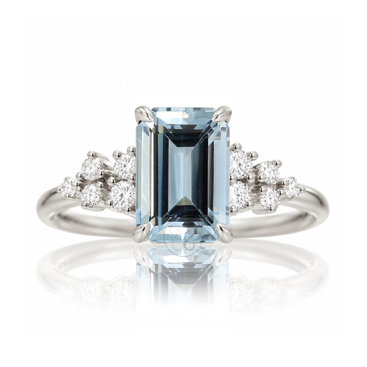 The Stella Emerald Cut Aquamarine Ring