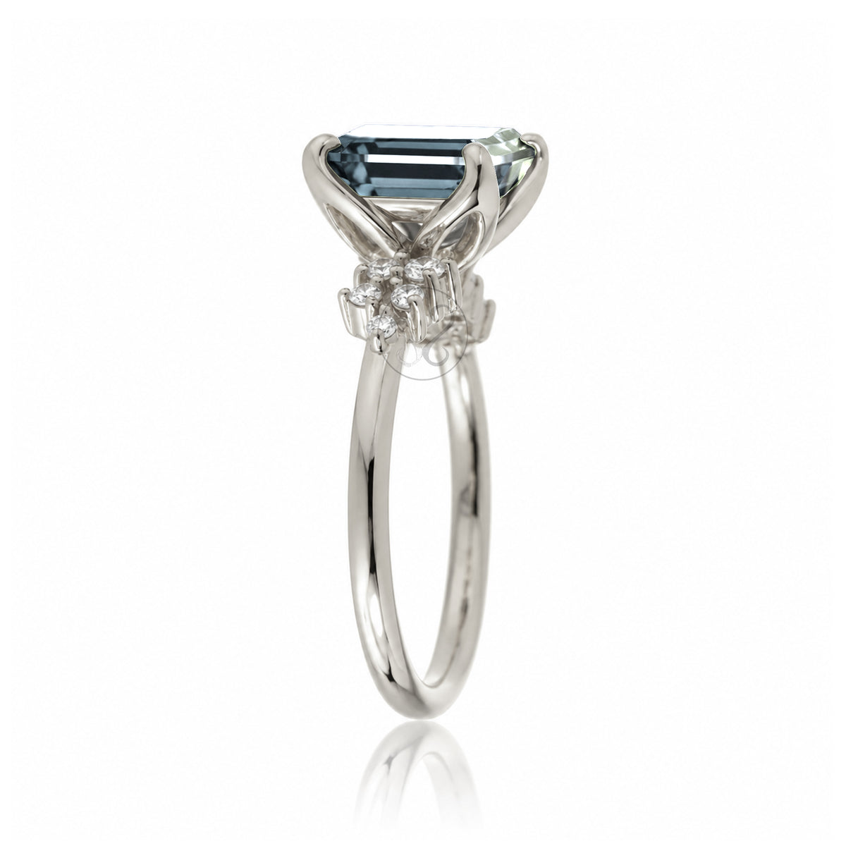 The Stella Emerald Cut Aquamarine Ring