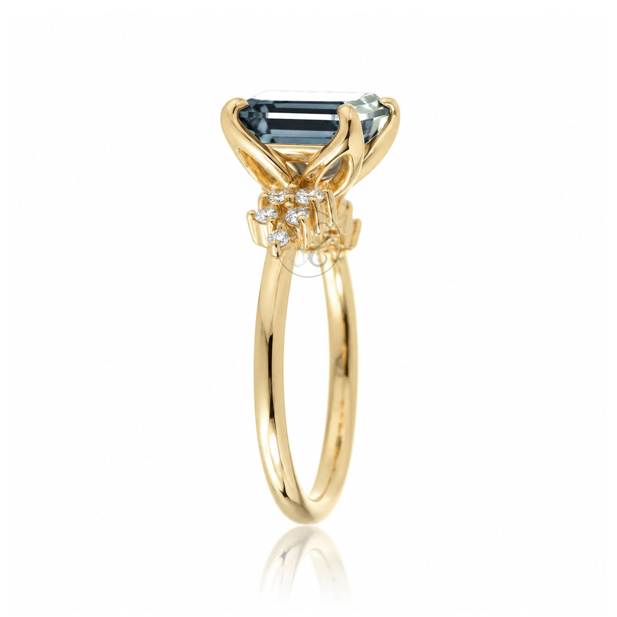 The Stella Emerald Cut Aquamarine Ring