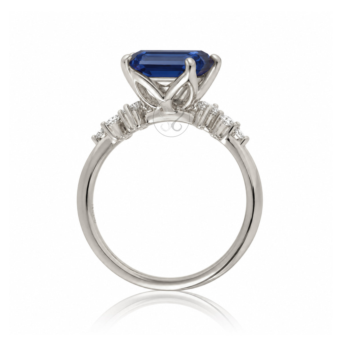 The Stella Emerald Cut Blue Sapphire Ring