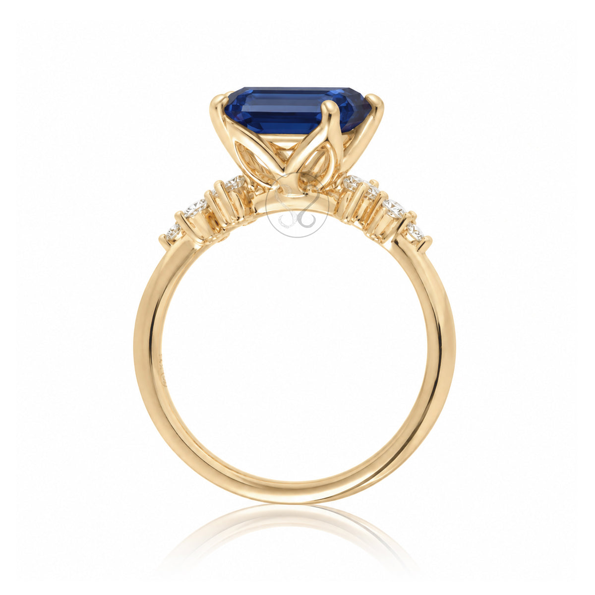 The Stella Emerald Cut Blue Sapphire Ring