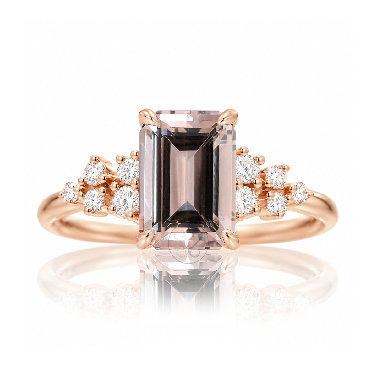 The Stella Emerald Cut Morganite Ring