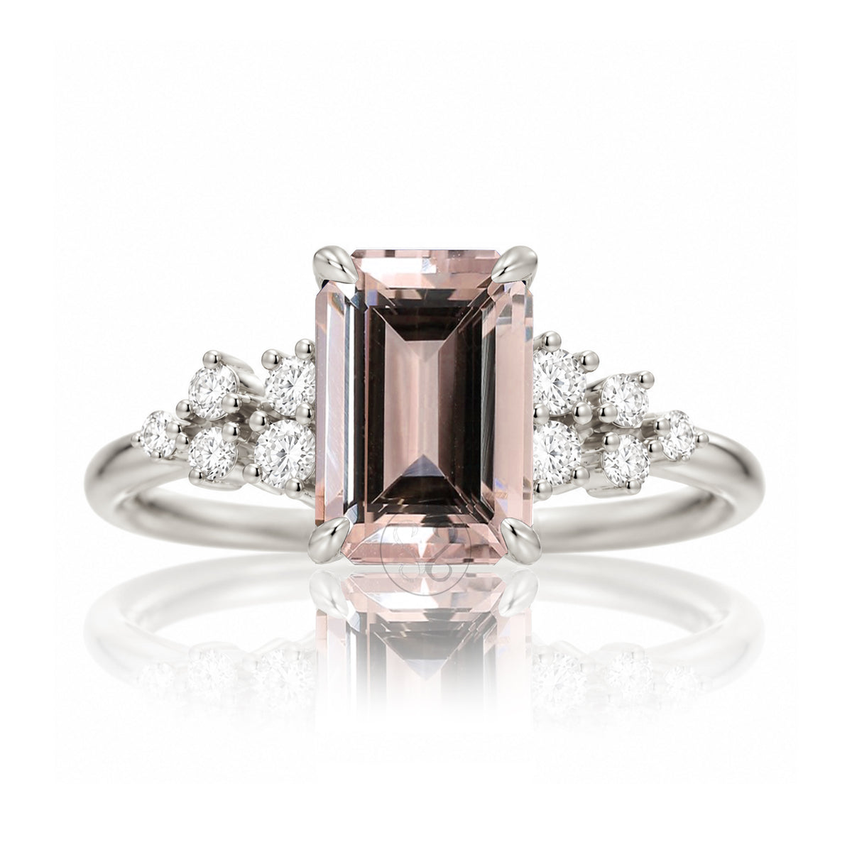 The Stella Emerald Cut Morganite Ring