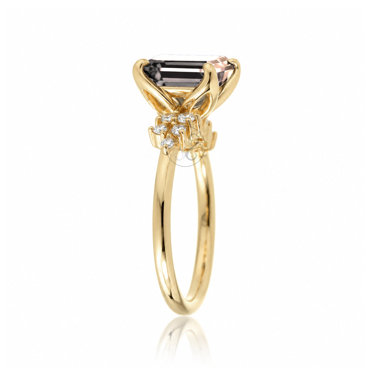The Stella Emerald Cut Morganite Ring