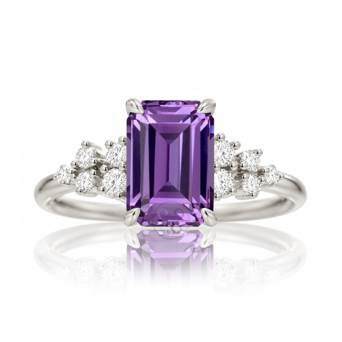 The Stella Emerald Cut Amethyst Ring