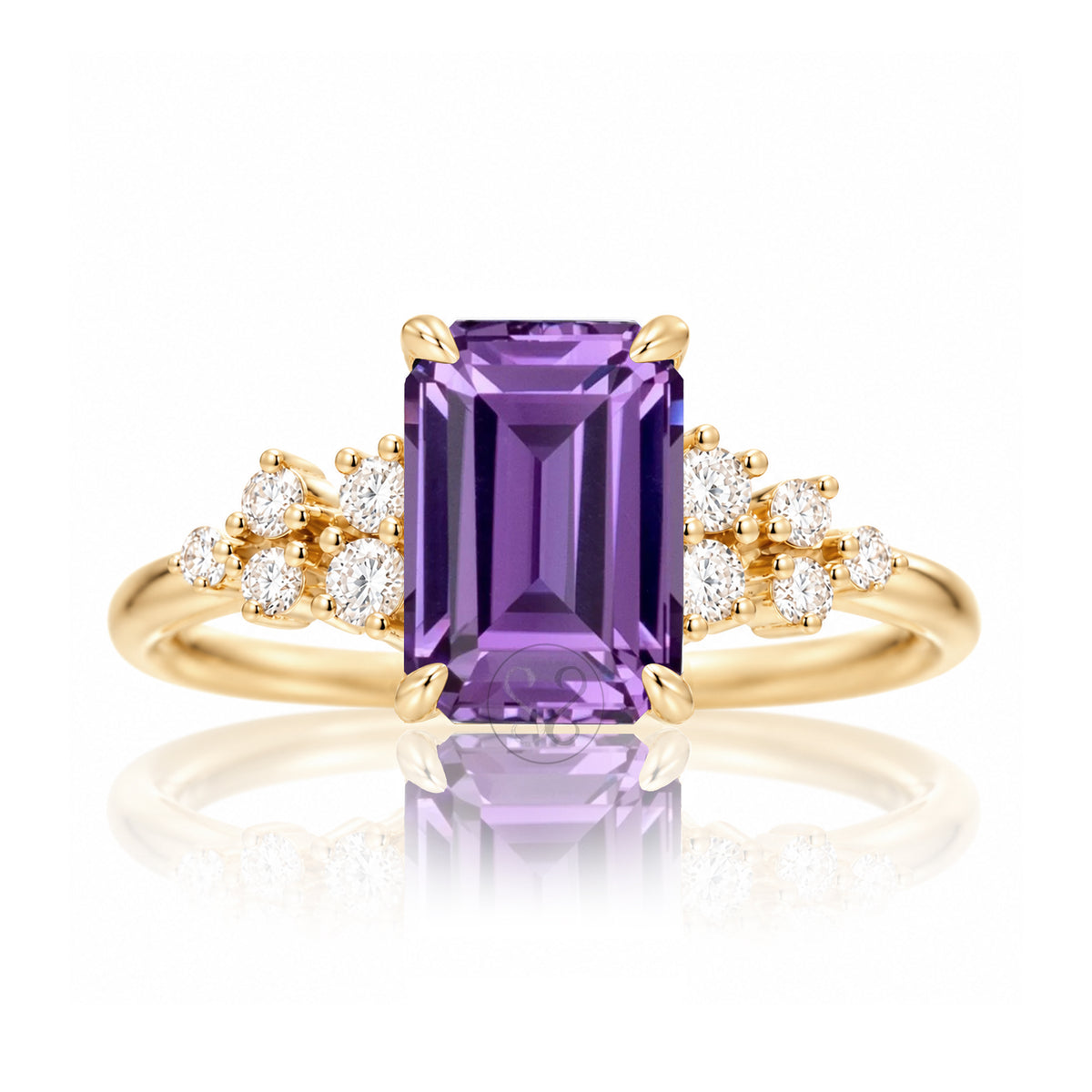 The Stella Emerald Cut Amethyst Ring