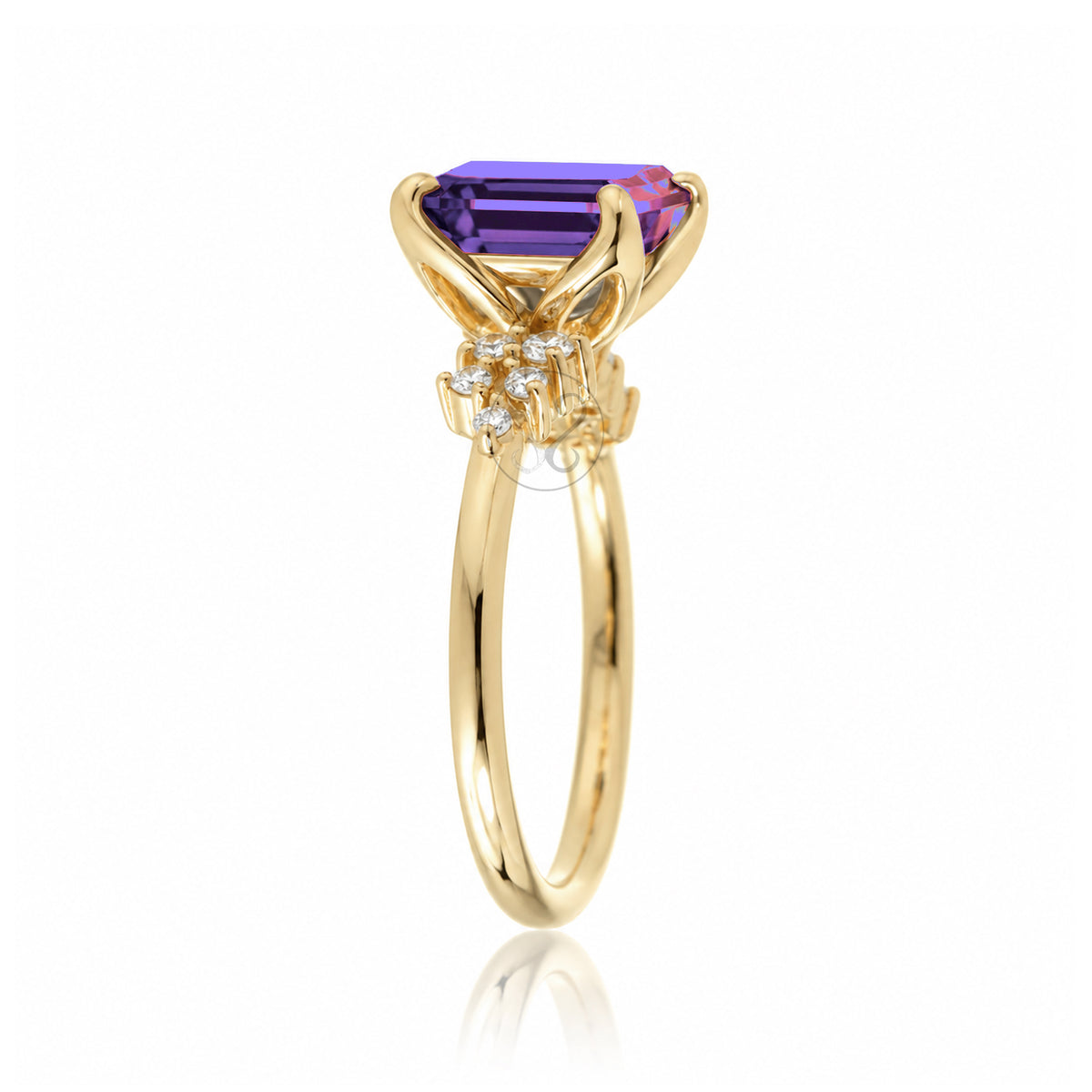 The Stella Emerald Cut Amethyst Ring