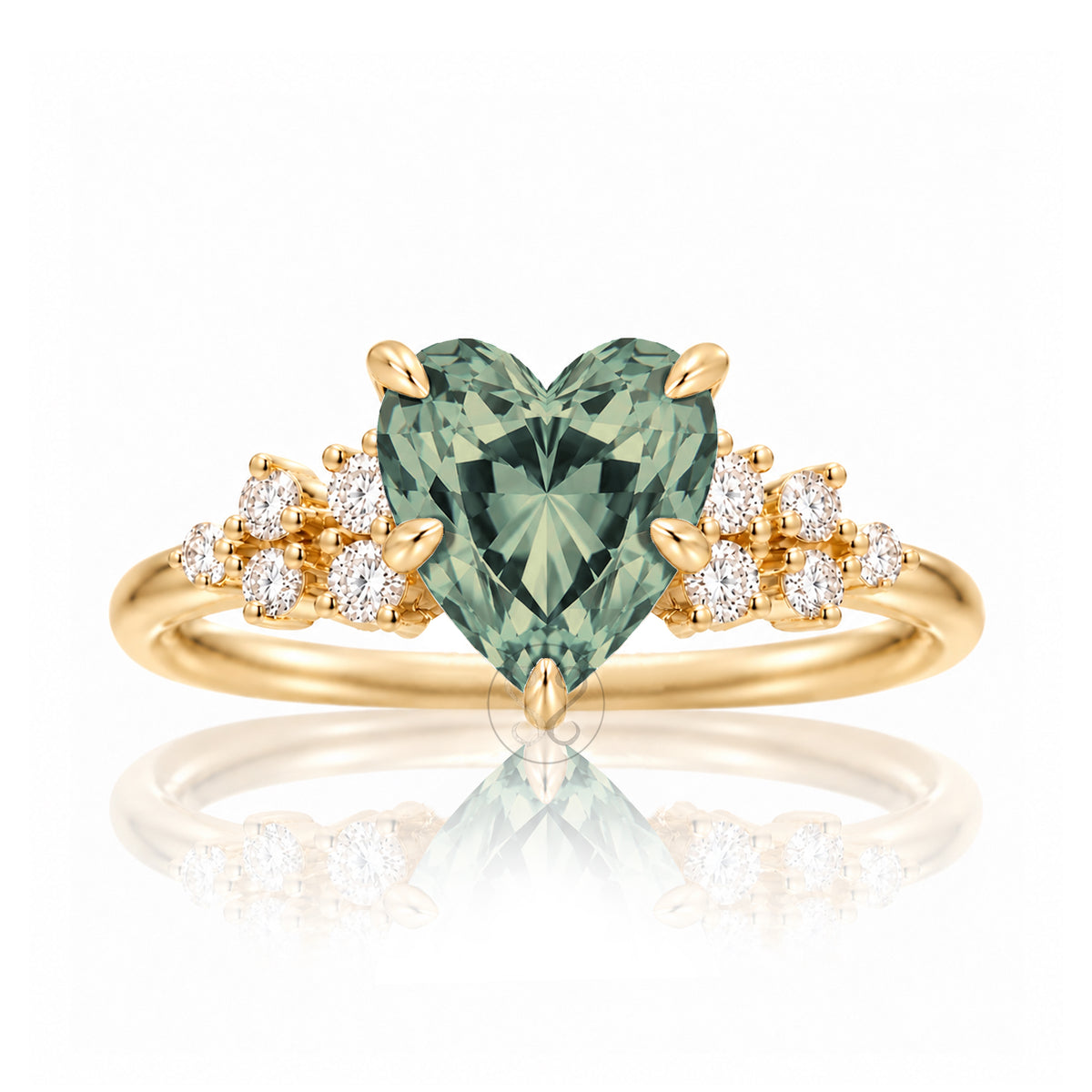 The Stella Heart Green Sapphire Ring