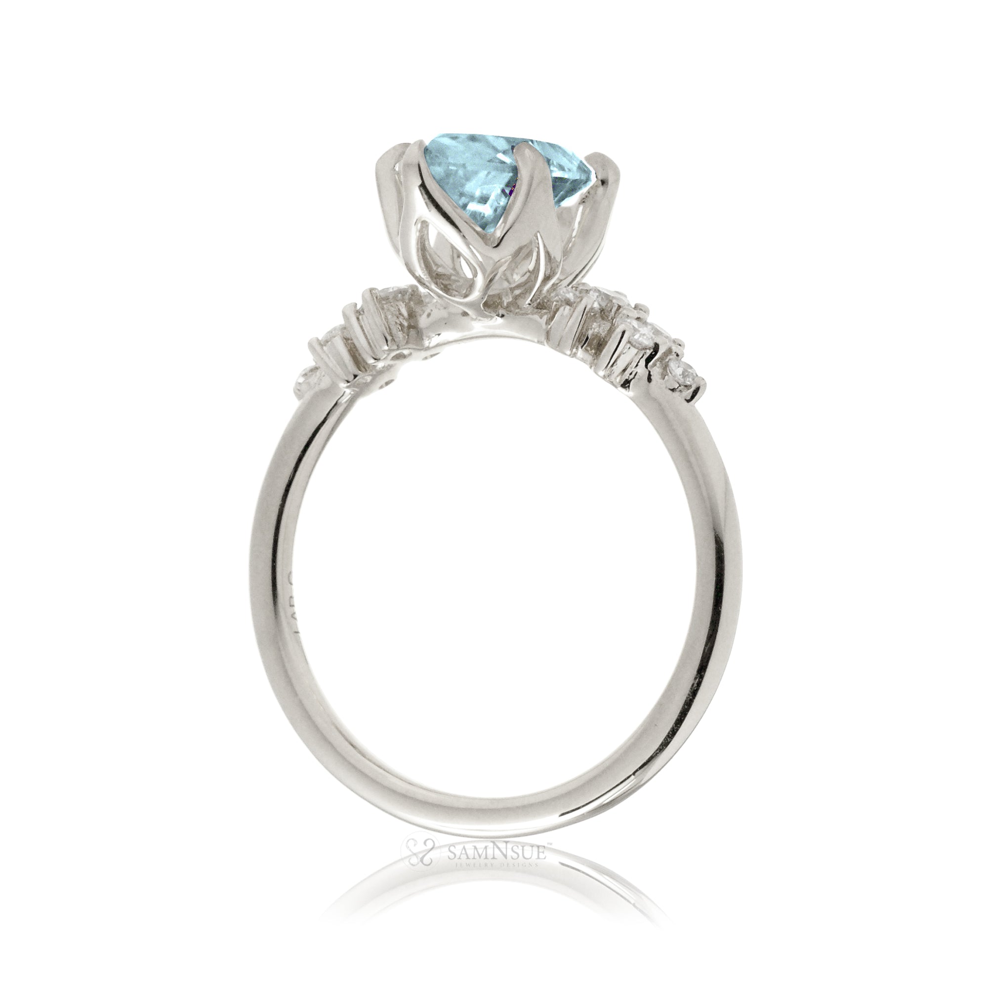 Marquise cut aquamarine diamond stella ring white gold