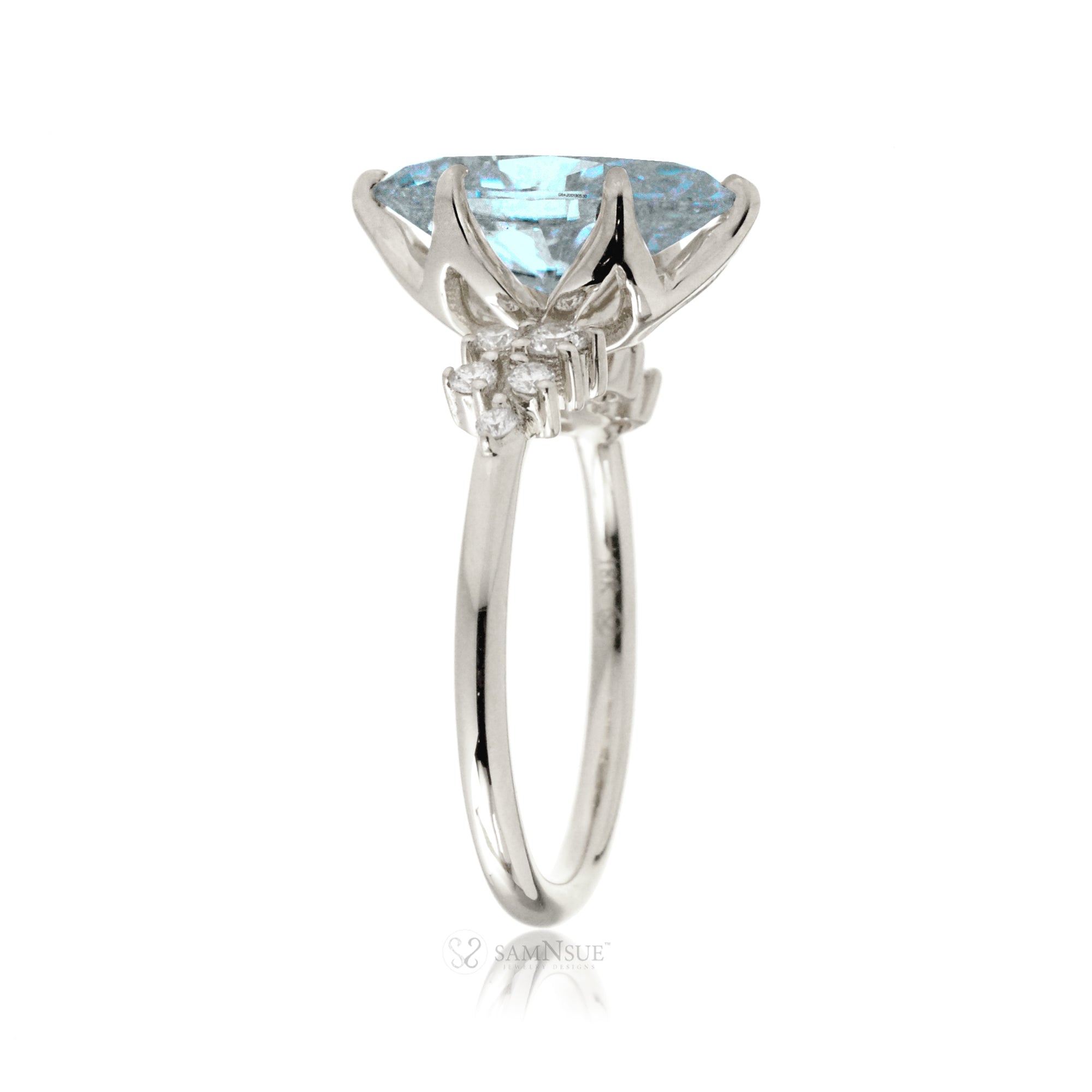 Marquise cut aquamarine diamond stella ring white gold