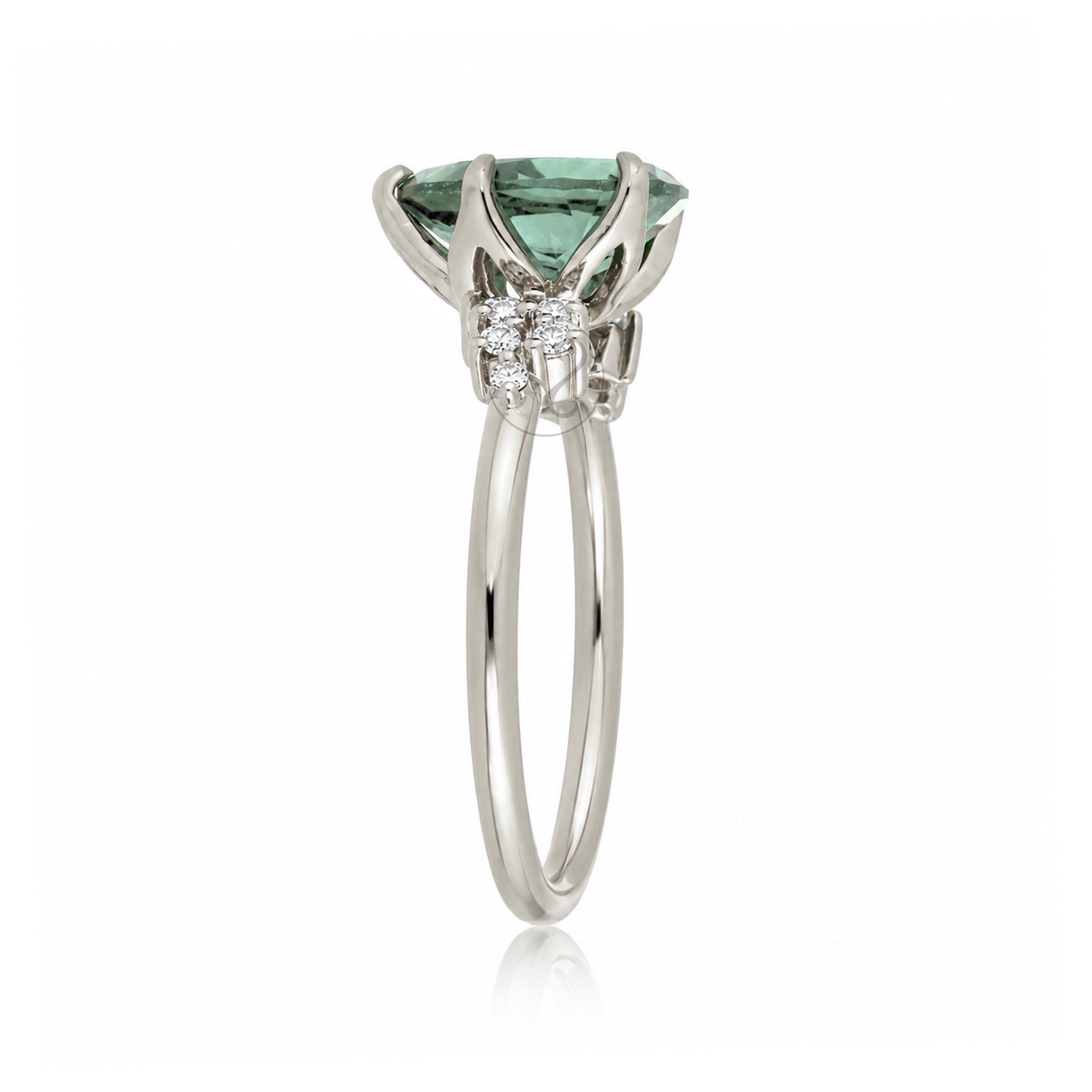 The Stella Pear Cut Green Sapphire Ring