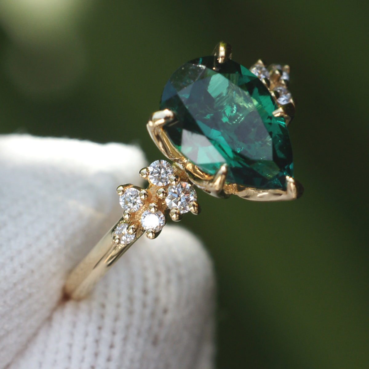 The Stella Pear Cut Emerald Ring