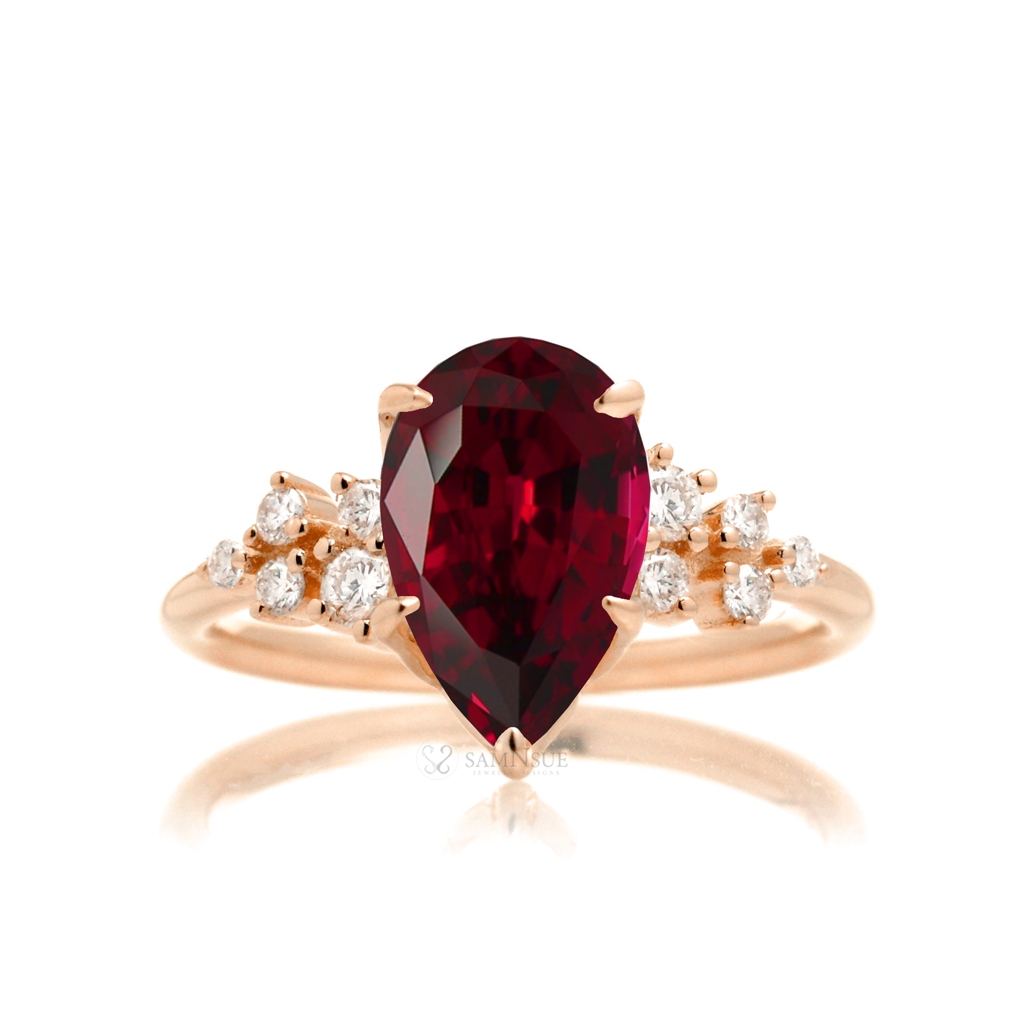 The Stella Pear Cut Ruby Ring