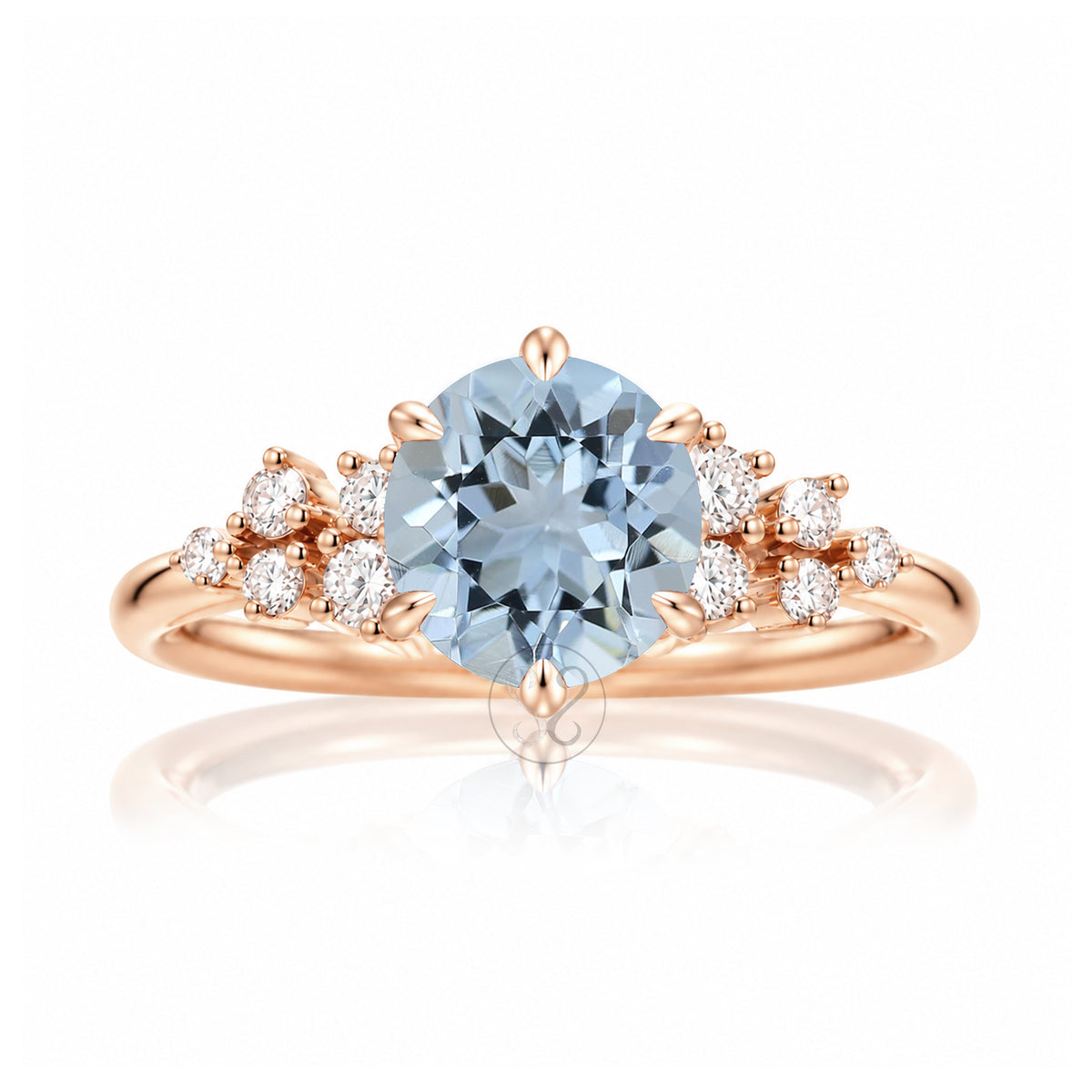 The Stella Round Aquamarine Ring