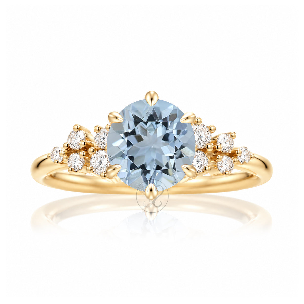 The Stella Round Aquamarine Ring