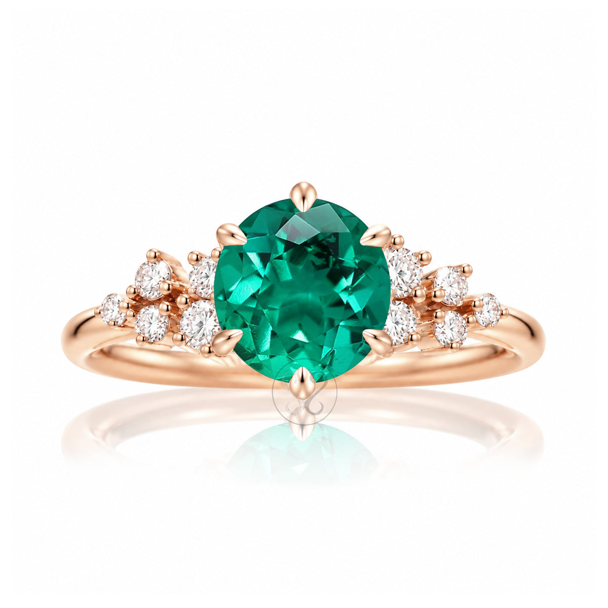 The Stella Round Emerald Ring