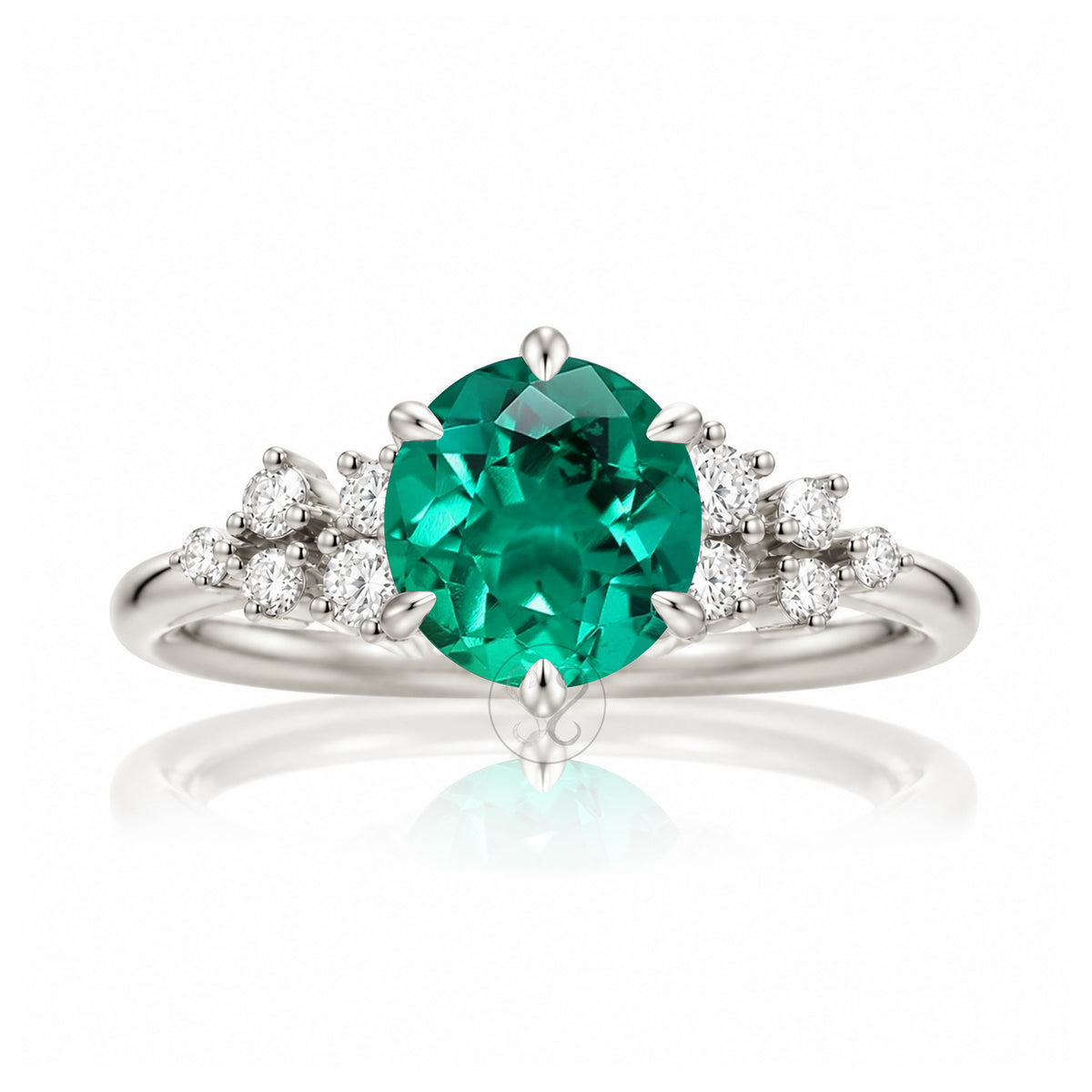 The Stella Round Emerald Ring