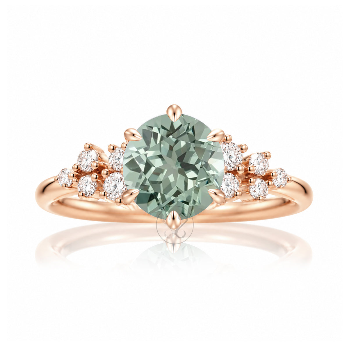 The Stella Round Green Sapphire Ring