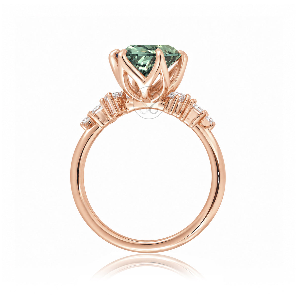 The Stella Round Green Sapphire Ring