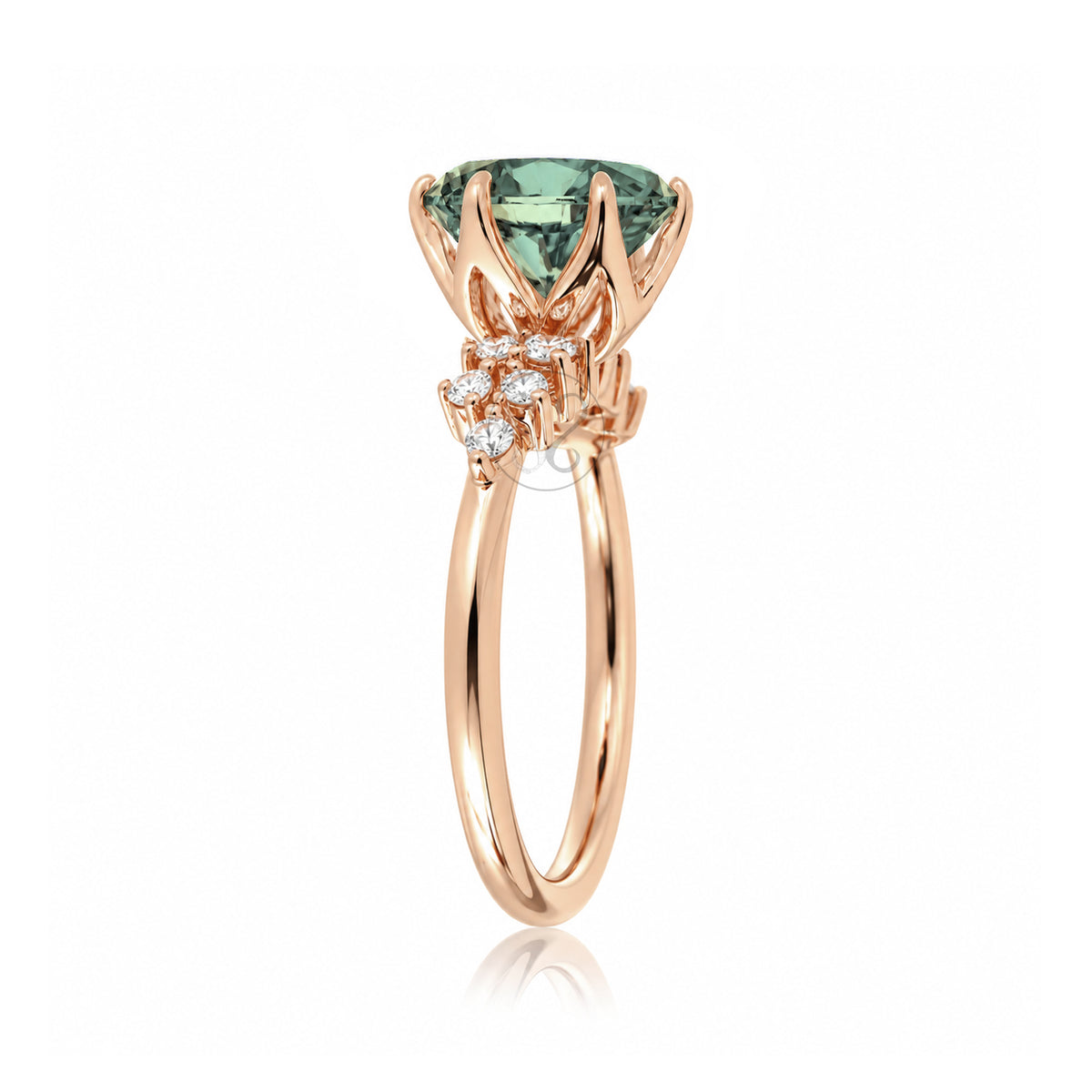 The Stella Round Green Sapphire Ring