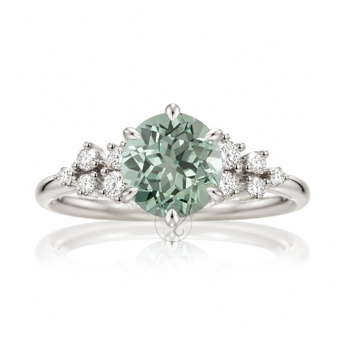The Stella Round Green Sapphire Ring