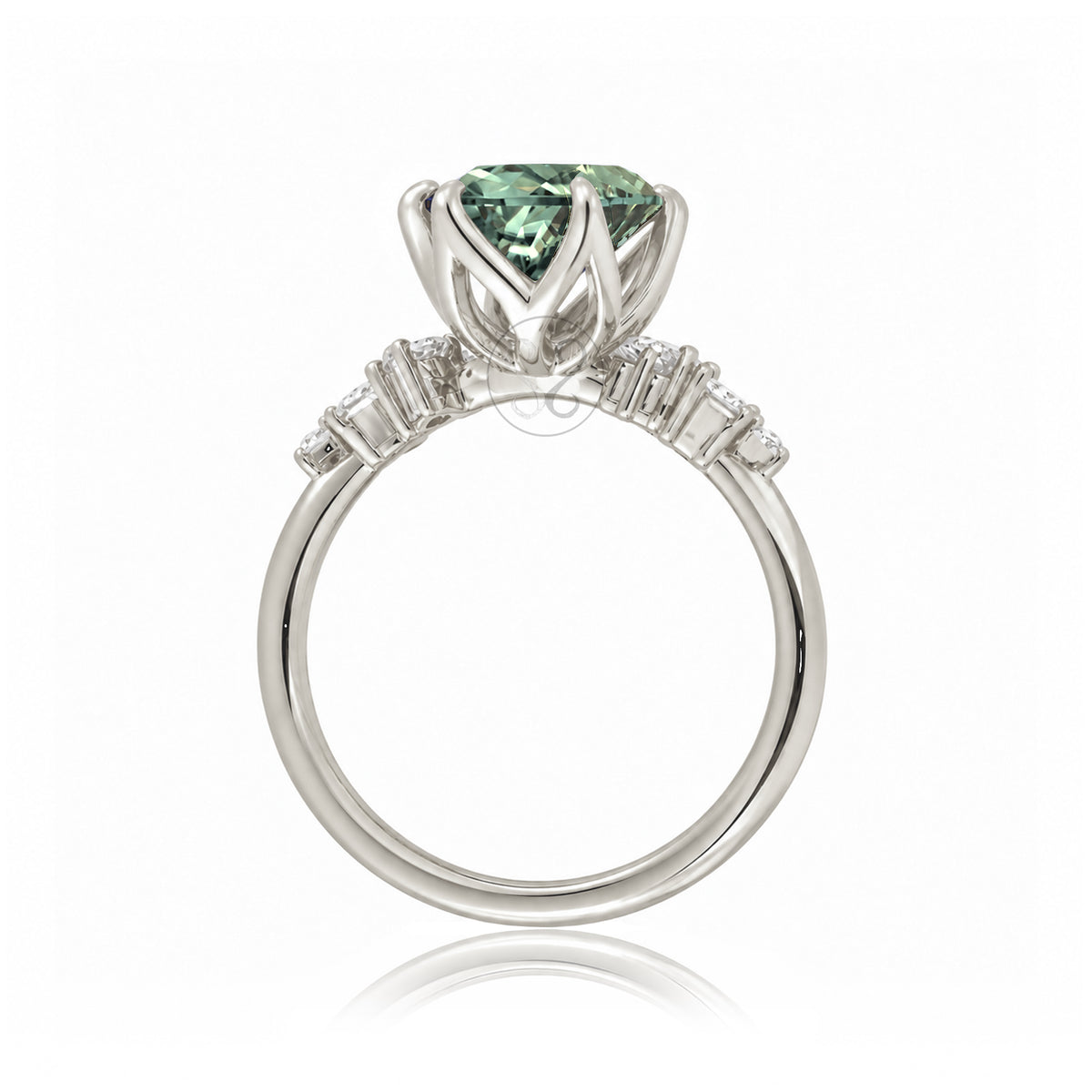 The Stella Round Green Sapphire Ring