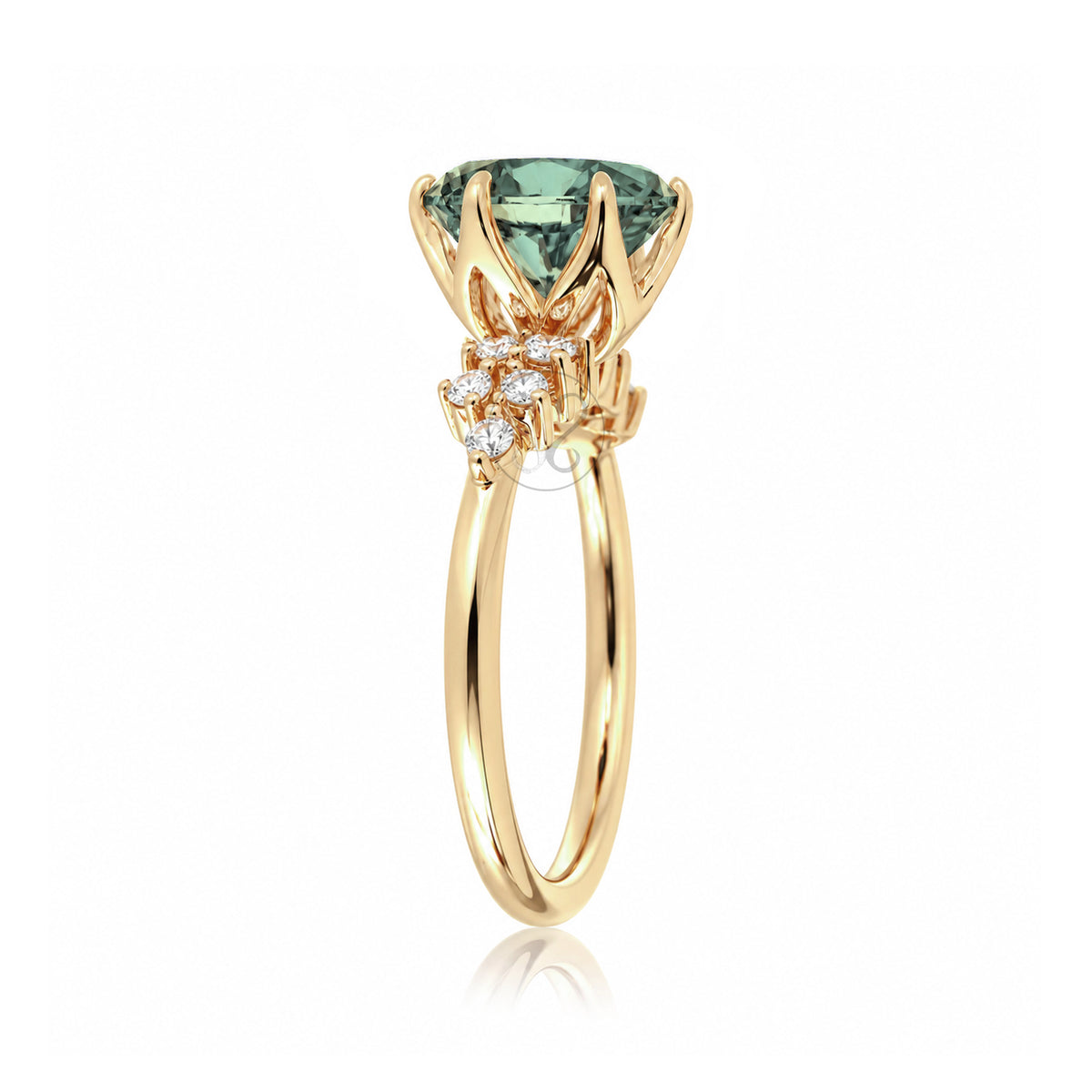 The Stella Round Green Sapphire Ring