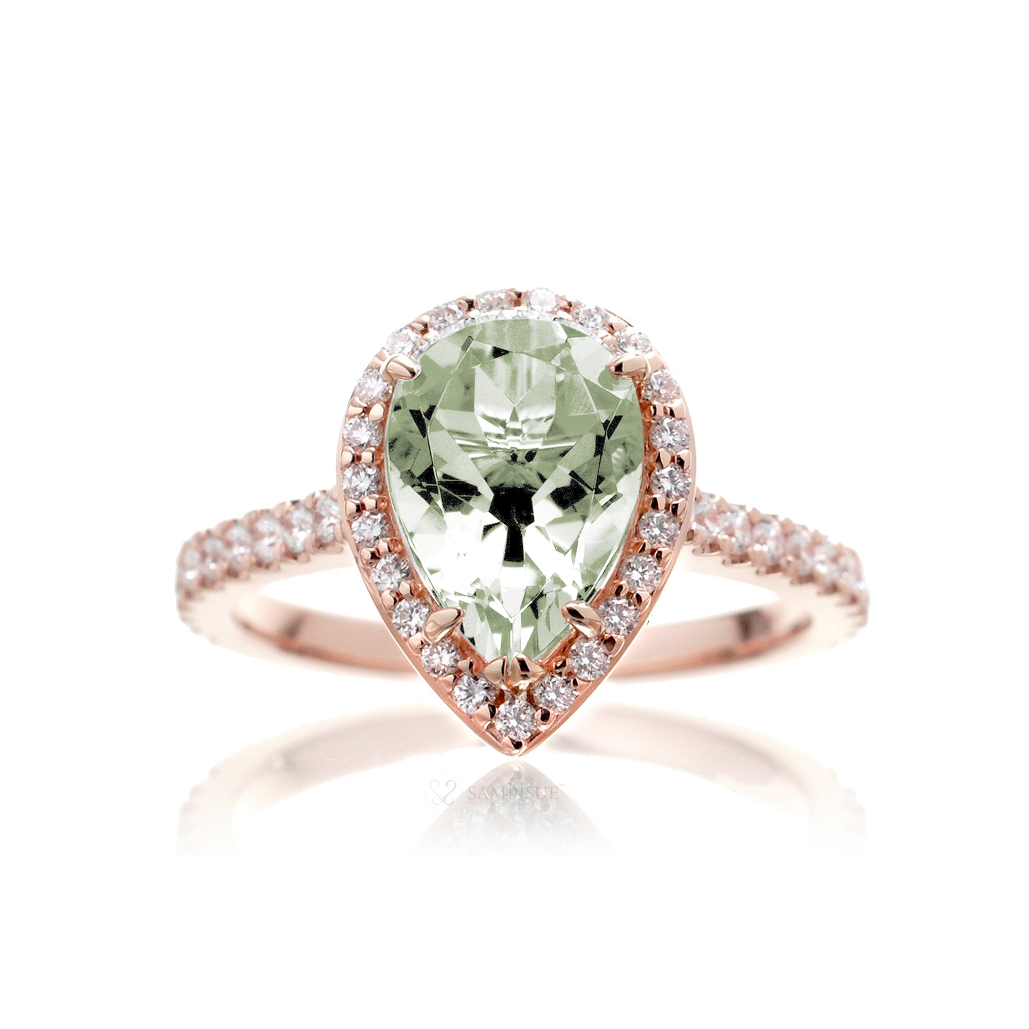 The Sunset Pear Prasiolite Ring