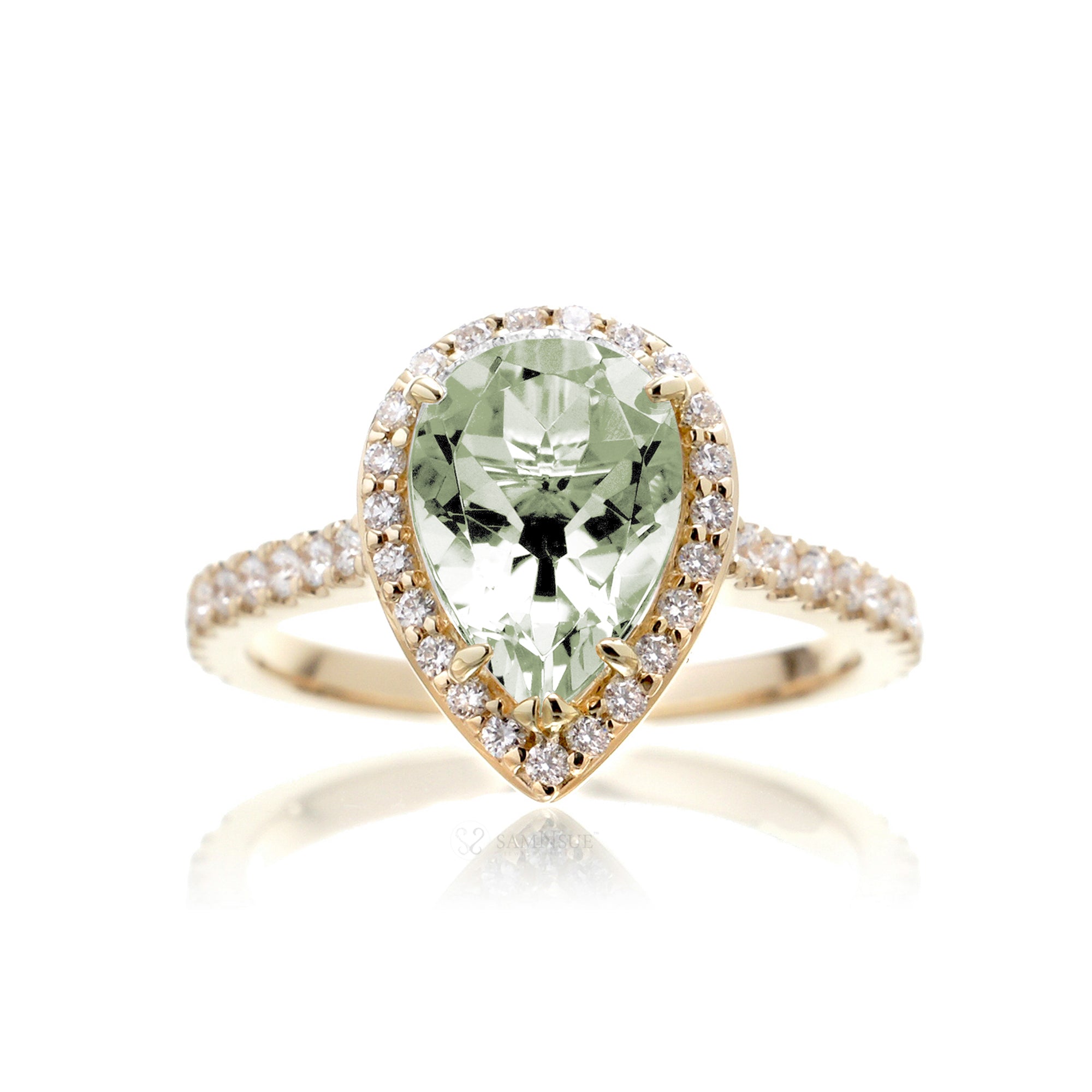 The Sunset Pear Prasiolite Ring