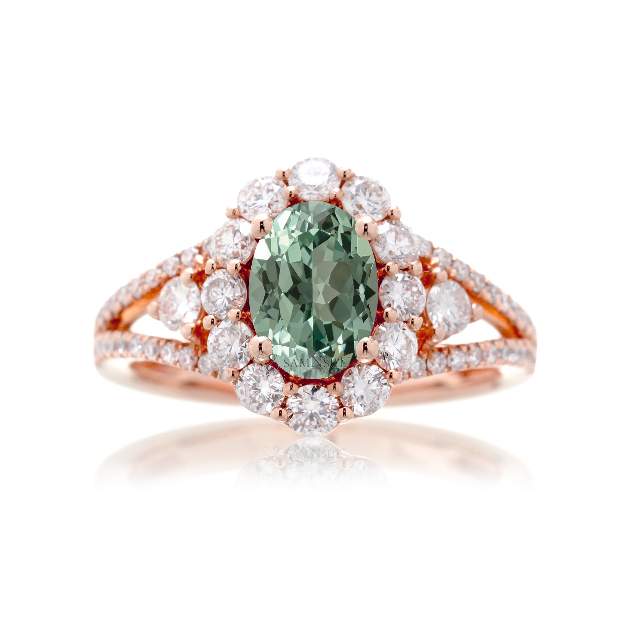 The Chelsea Oval Cut Green Sapphire Ring