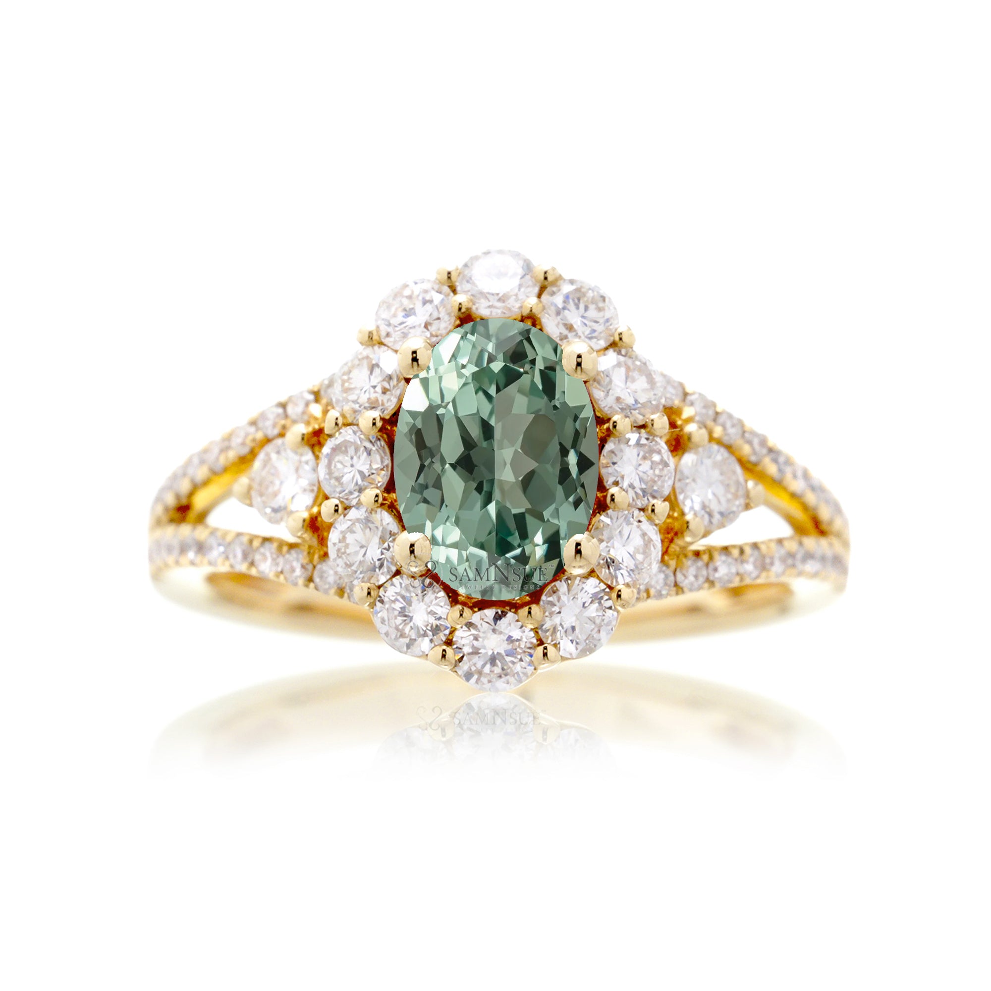 The Chelsea Oval Cut Green Sapphire Ring
