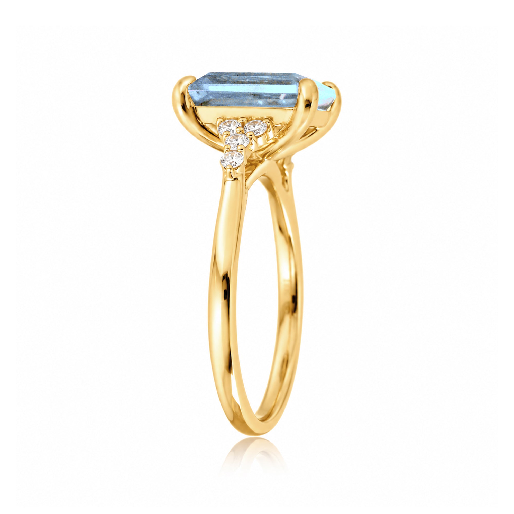 The Chloe Emerald Step Cut Aquamarine Ring